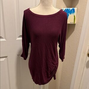 Torrid Boatneck Ruched Side Tunic - Plum with lace back